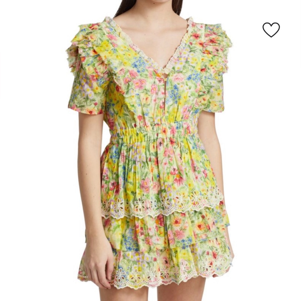 LoveShackFancy Floral Ruffle Mini Dress